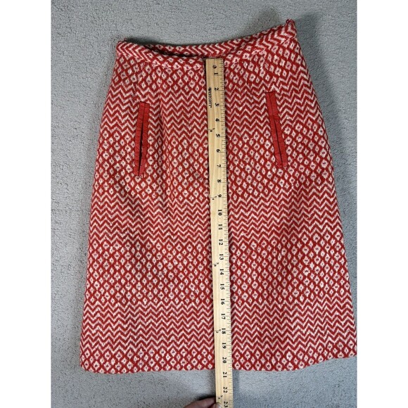 VTG Country Set Union Made Red White Knitted Diamond Geometric 24” Waist Skirt - Picture 10 of 11